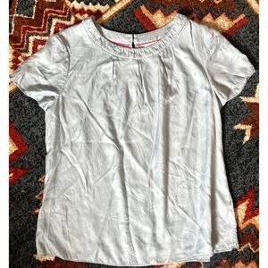 Boden Women’s US Size 12 Carey Top Blouse Light Blue Short Sleeve Silk Blend